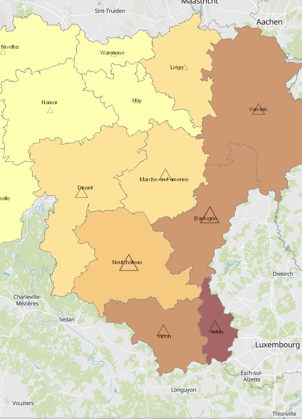 Frontaliers de la Wallonie vers le Luxembourg 2011-2019 sur l'application cartographique - Nouvelle fenêtre