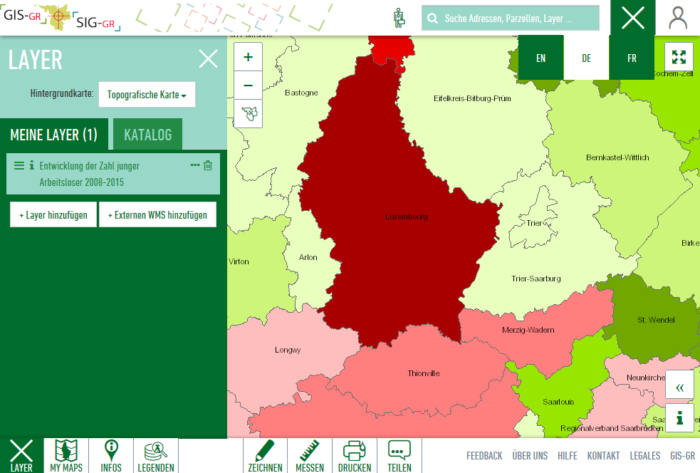 Direkter Zugang zum Geoportal der Großregion