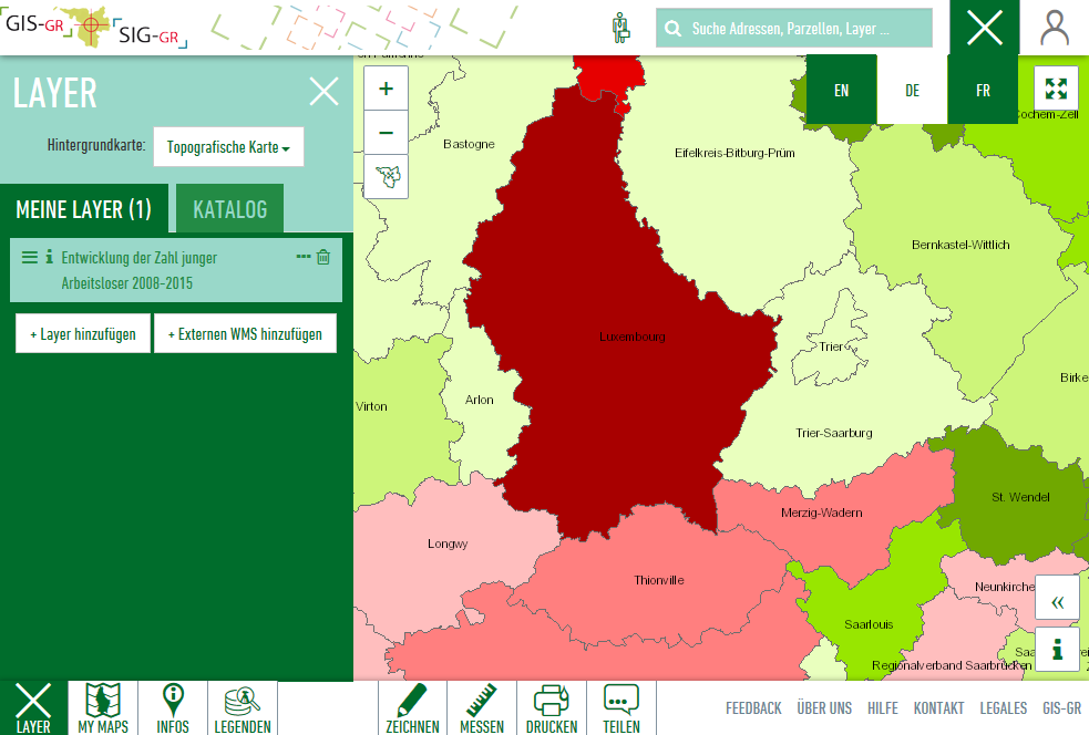 Direkter Zugang zum Geoportal der Großregion - Neues Fenster