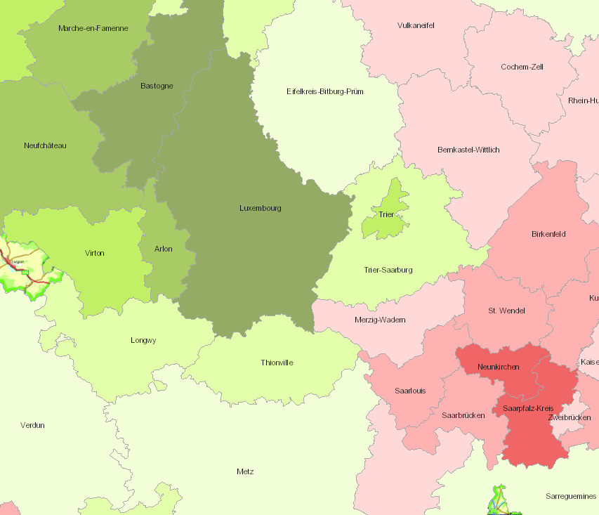 Bevölkerungsentwicklung 20-64 Jahre 1999-2014 auf der Kartenanwendung - Neues Fenster