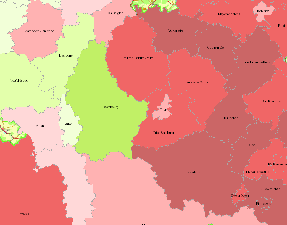 Vorausberechnung Bev. 20-64 Jahre 2018-2050 auf der Kartenanwendung - Neues Fenster