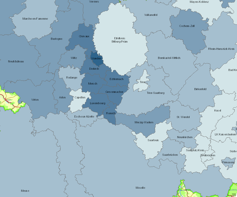 Quote an Pflegeheimen und Pflegeplätzen 2015 auf der Kartenanwendung - Neues Fenster