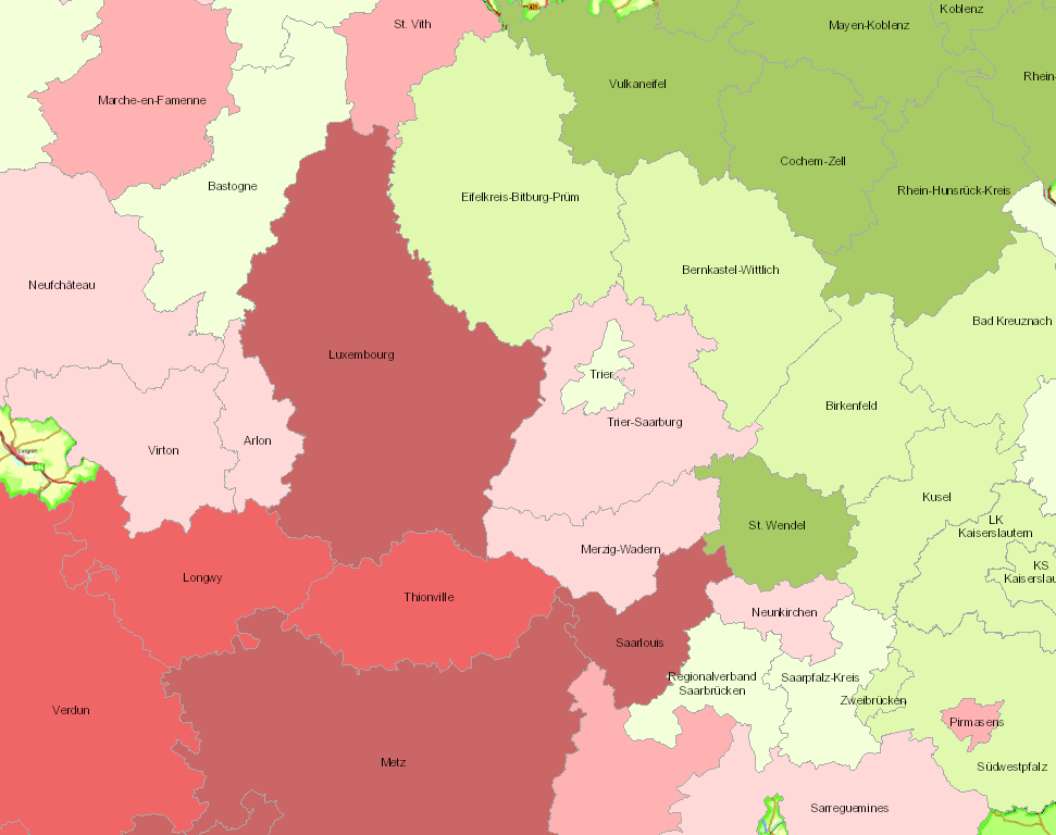 Entwicklung der Zahl junger Arbeitsloser 2008-2012 auf der Kartenanwendung - Neues Fenster