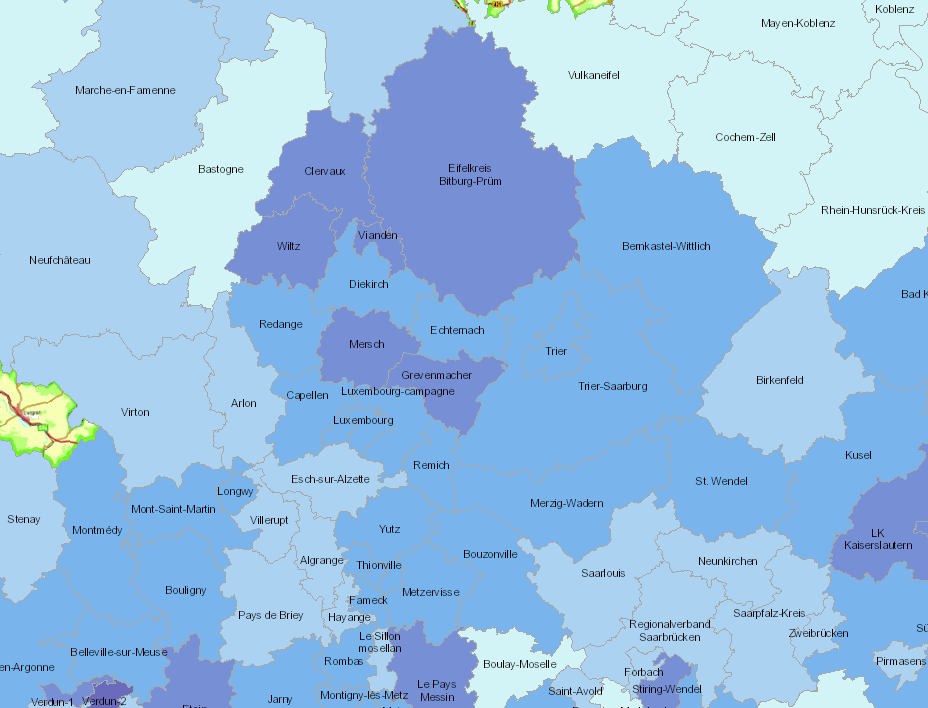 Entwicklung der Bodenversiegelung 2009-2015  auf der Kartenanwendung - Neues Fenster