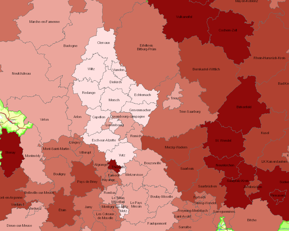 Altenquotient der über 65-Jährigen 2016 auf der Kartenanwendung - Neues Fenster