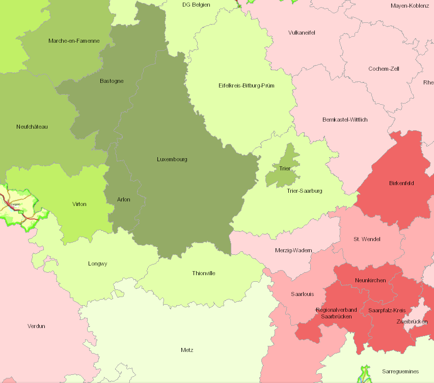 Bevölkerungsentwicklung 20-64 Jahre 1999-2014 auf der Kartenanwendung