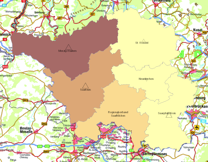 Grenzgänger aus dem Saarland nach Luxemburg 2009-2017 auf der Kartenanwendung - Neues Fenster