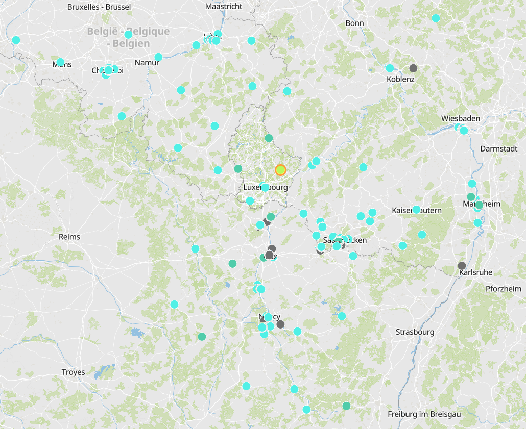 Europäischer Luftqualitätsindex auf der Kartenanwendung - Neues Fenster