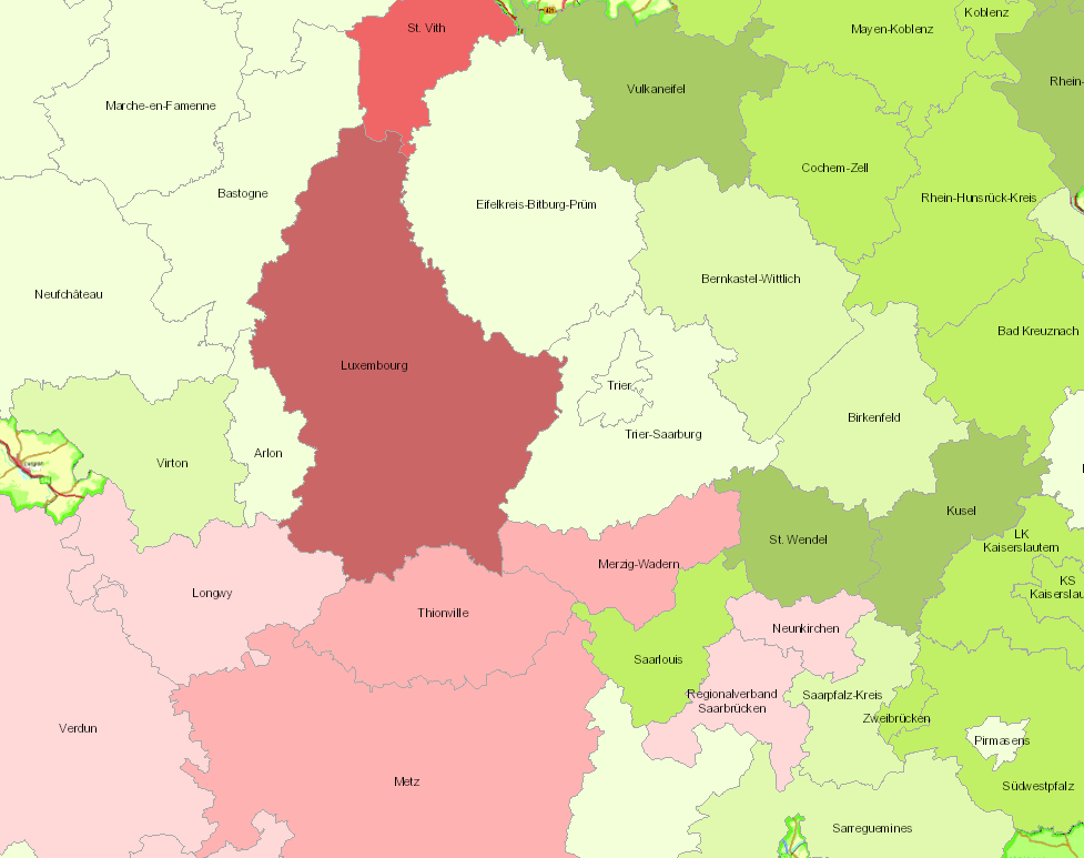 Entwicklung der Zahl junger Arbeitsloser 2008-2015 auf der Kartenanwendung