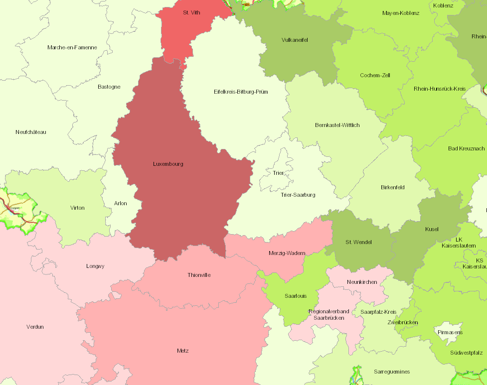 Entwicklung der Zahl junger Arbeitsloser 2008-2015 auf der Kartenanwendung - Neues Fenster