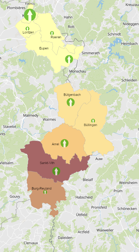 Grenzgänger aus der Deutschsprachigen Gemeinschaft Belgiens nach Luxemburg 2011-2021 auf der Kartenanwendung
