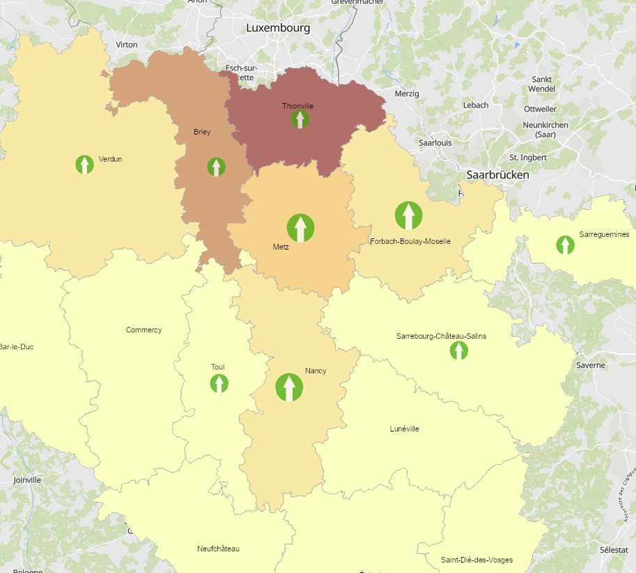 Grenzgänger aus Lothringen nach Luxemburg 2011-2021 auf der Kartenanwendung