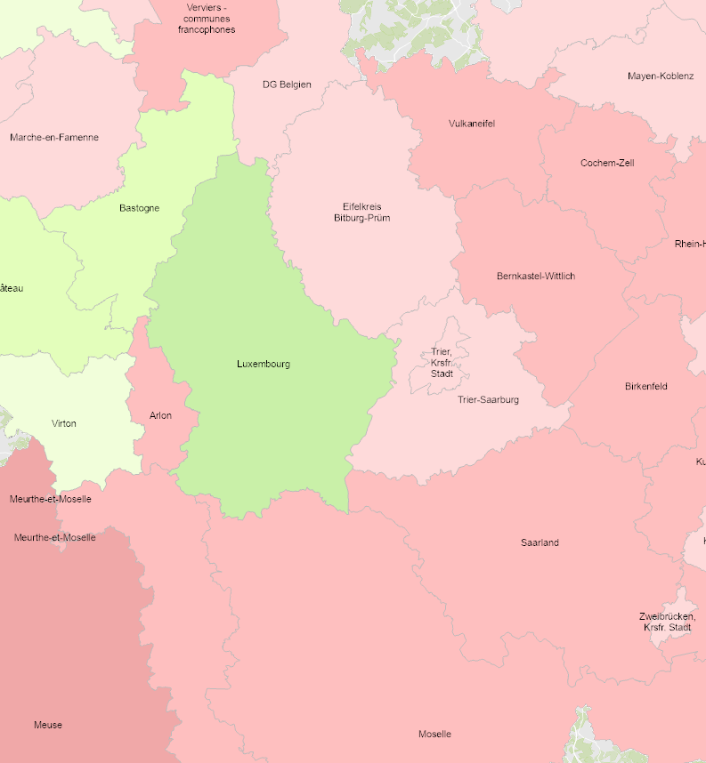 Vorausberechnung Bevölkerung 20-64 Jahre 2024-2050 auf der Kartenanwendung