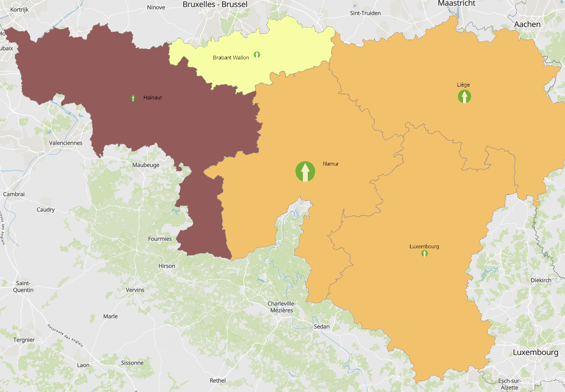 Grenzgänger aus der Wallonie nach Frankreich 2013-2023 auf der Kartenanwendung