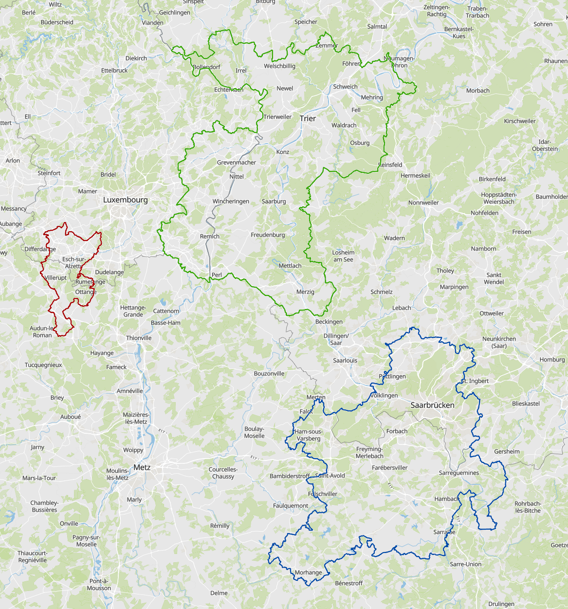 Grenzüberschreitende funktionale Räume 2023 auf der Kartenanwendung - Neues Fenster