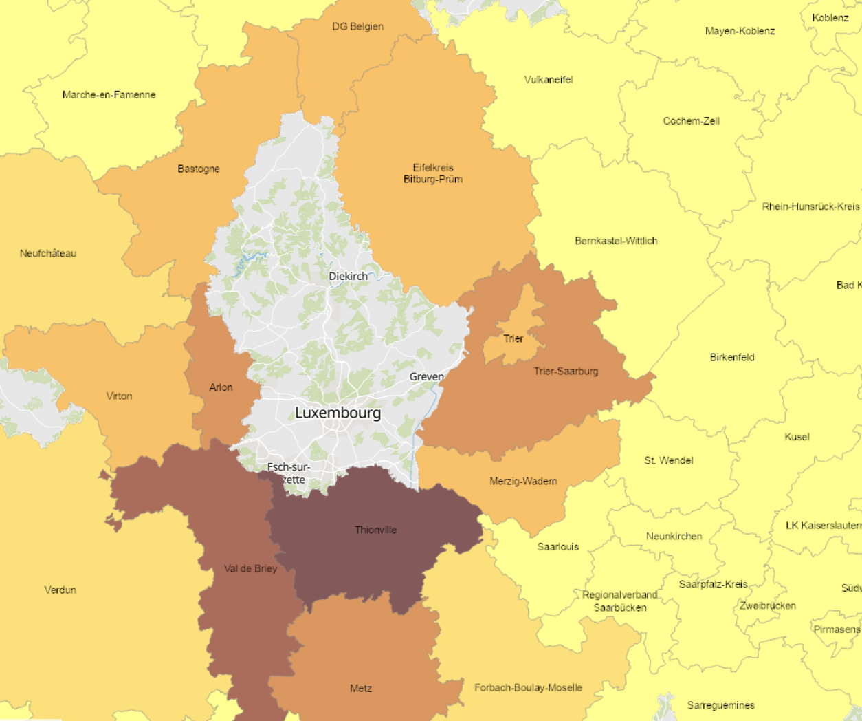 Frontaliers vers le Luxembourg 2023