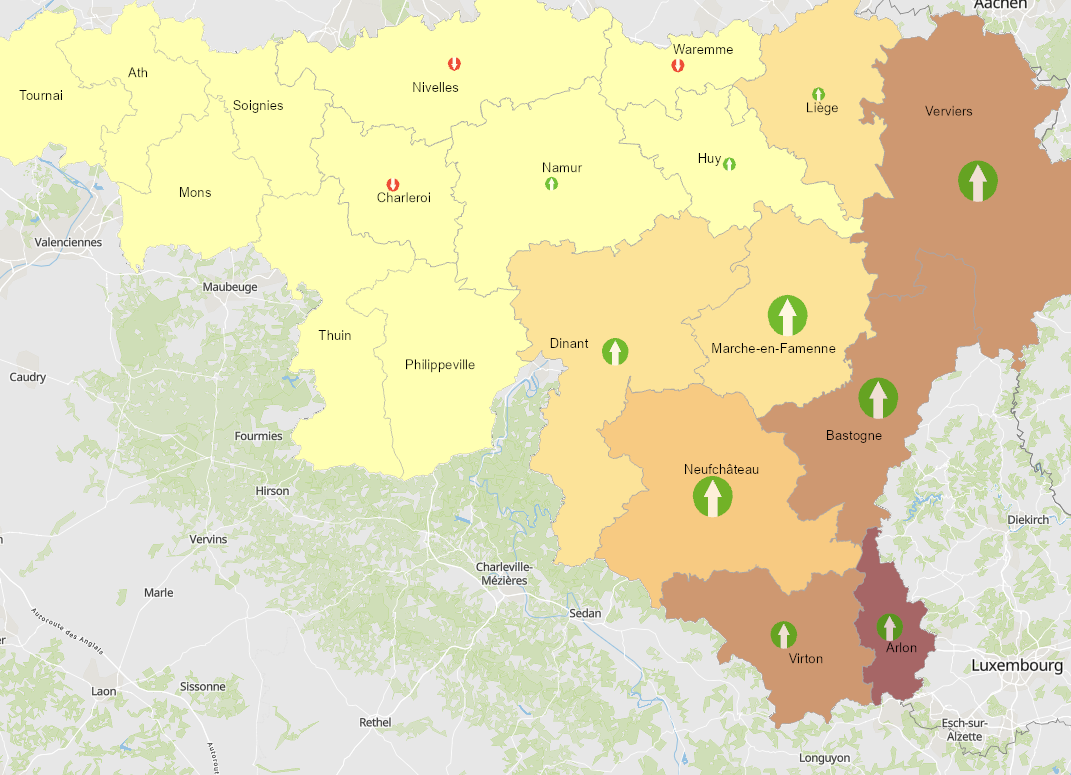 Frontaliers de la Wallonie vers le Luxembourg 2011-2021 sur l'application cartographique - Nouvelle fenêtre