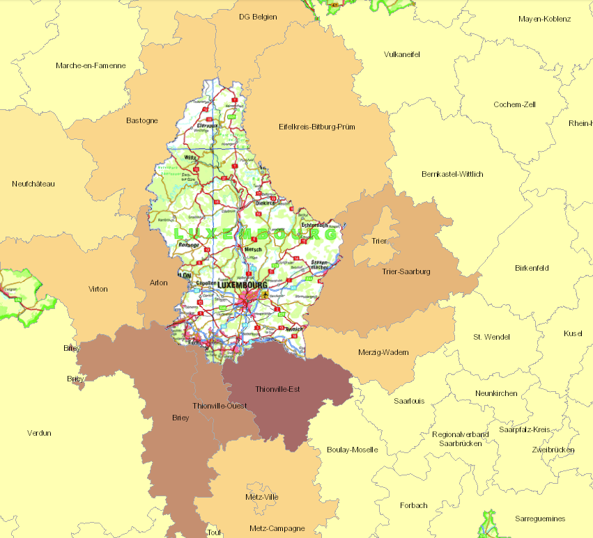 Frontaliers vers Luxembourg 2013 sur l'application cartographique - Nouvelle fenêtre
