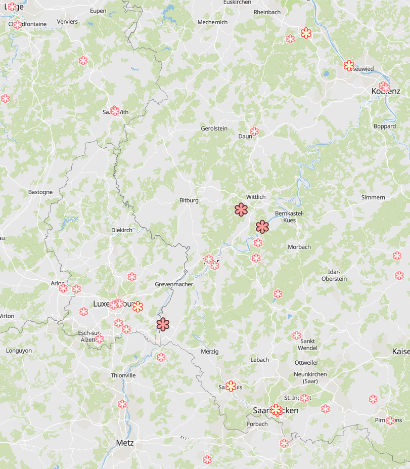 Restaurants étoilés 2022 sur l'application cartographique