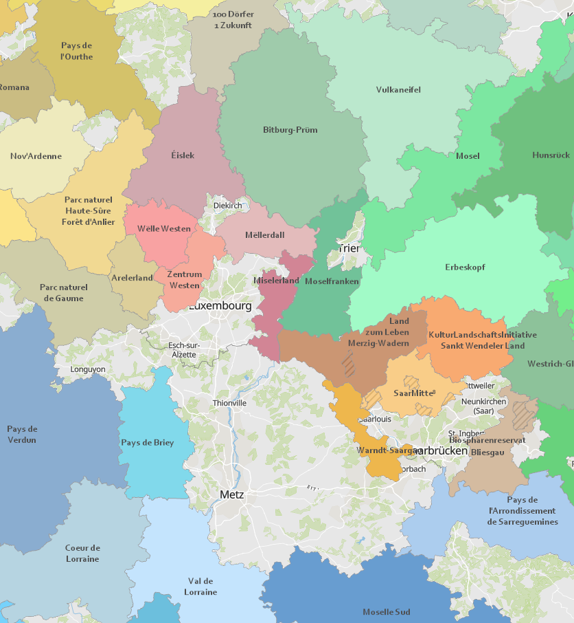 Régions LEADER 2023-2027 sur l'application cartographique