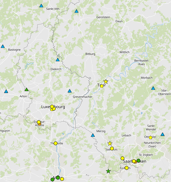 Dioxyde d'azote - NO₂: moyenne annuelle 2024 sur l'application cartographique