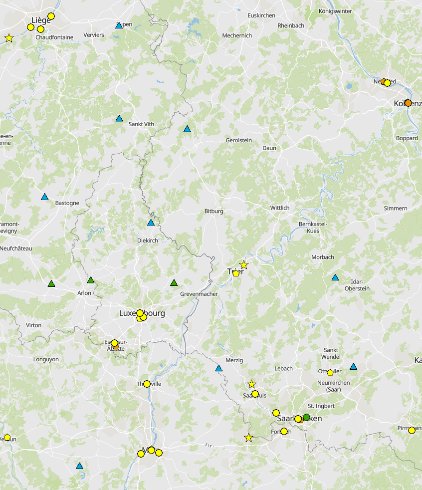 Dioxyde d'azote - NO₂: moyenne annuelle 2025 sur l'application cartographique