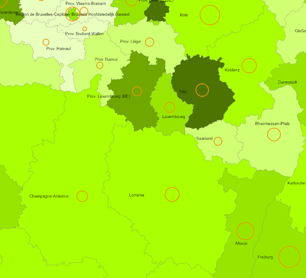 Nuitées touristiques au niveau NUTS 2 en 2024 sur l'application cartographique