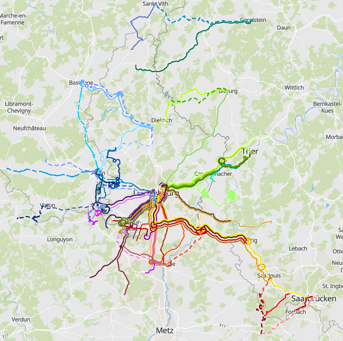 Lignes de bus transfrontalières 2026 sur l'application cartographique