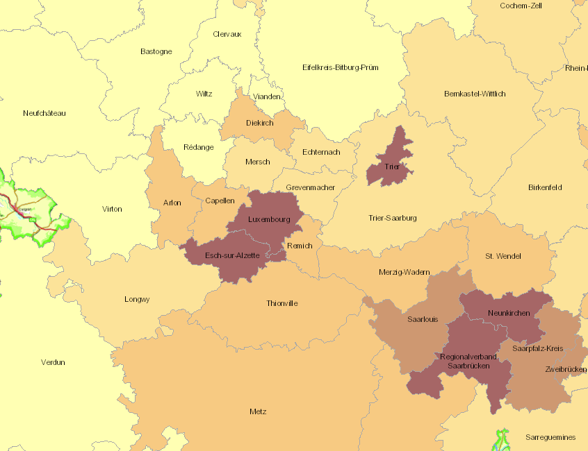 Densité de la population 2015 sur l'application cartographique - Nouvelle fenêtre