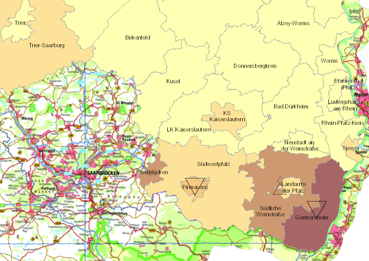 rontaliers de la France vers la Rhénanie-Palatinat 2007-2017 sur l'application cartographique - Nouvelle fenêtre