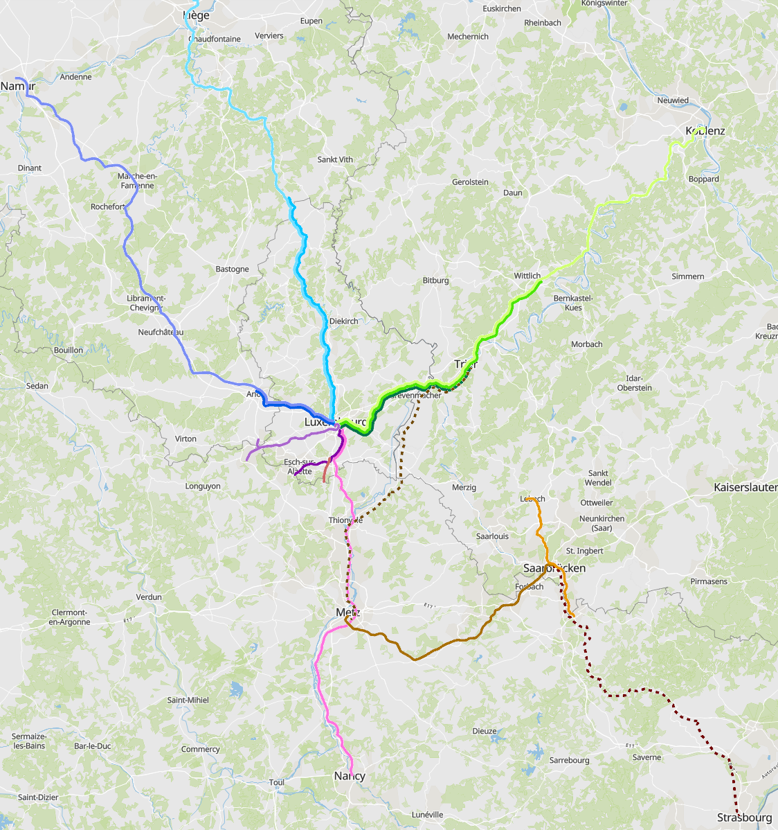 Lignes ferroviaires transfrontalières 2022 sur l'application cartographique