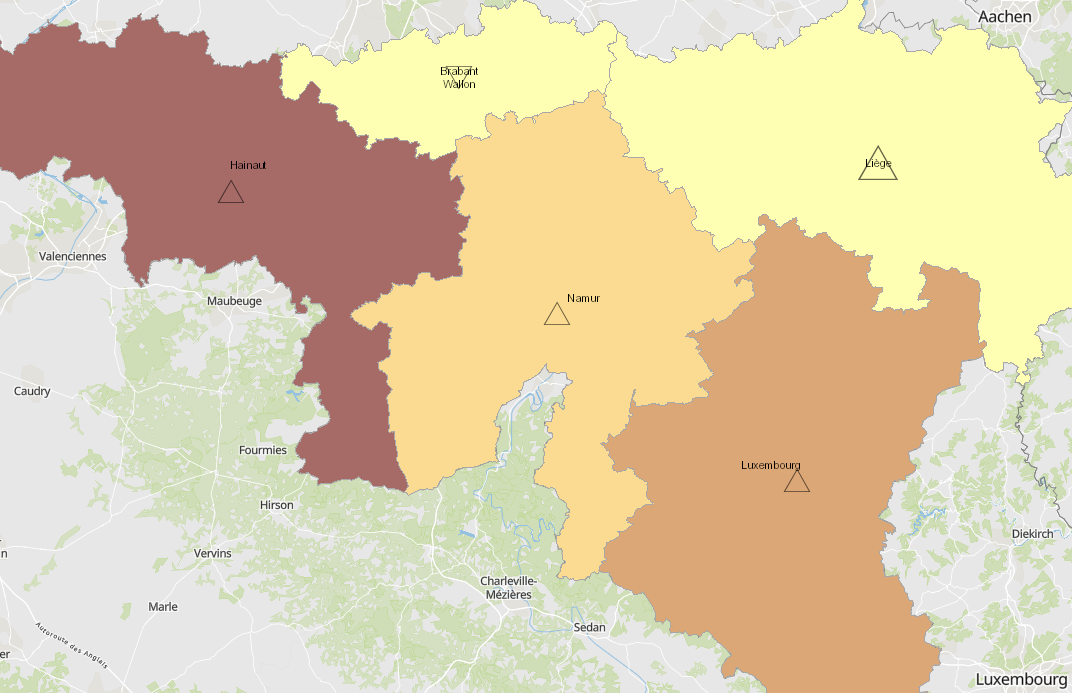 Frontaliers de la France vers la Wallonie 2011-2019 sur l'application cartographique - Nouvelle fenêtre