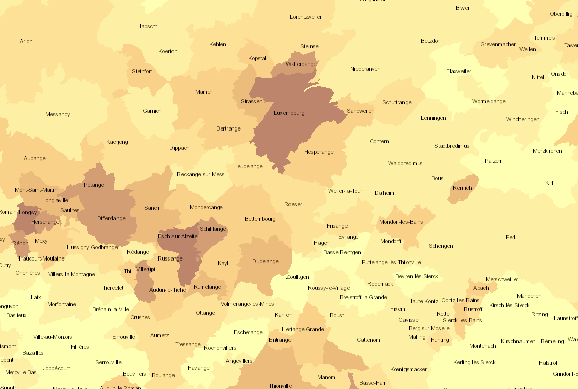 Densité de la population 2016 sur l'application cartographique - Nouvelle fenêtre