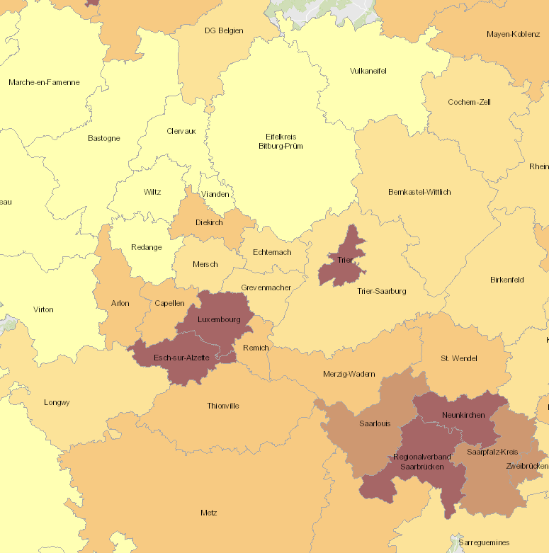 Densité de la population 2019 sur l'application cartographique - Nouvelle fenêtre