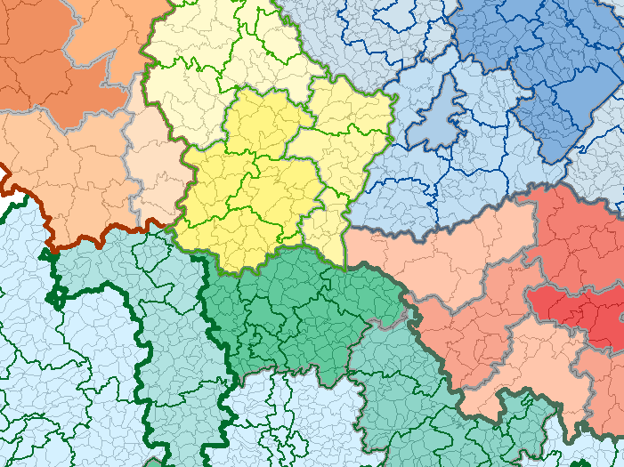 Entités administratives 08/2015 sur l'application cartographique