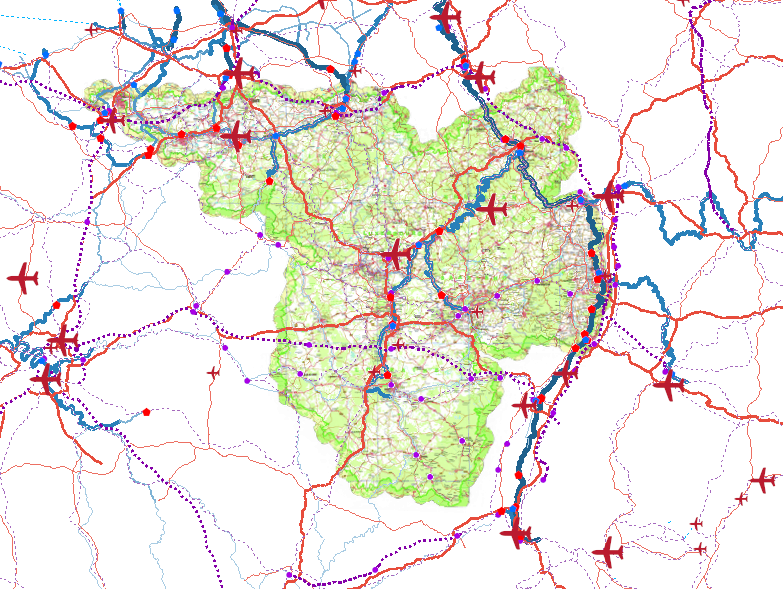Transport de personnes en 2018: échelle suprarégionale sur l'application cartographique