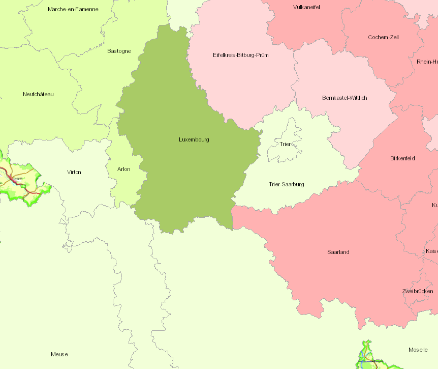 Projection de la population totale 2013-2040 sur l'application cartographique