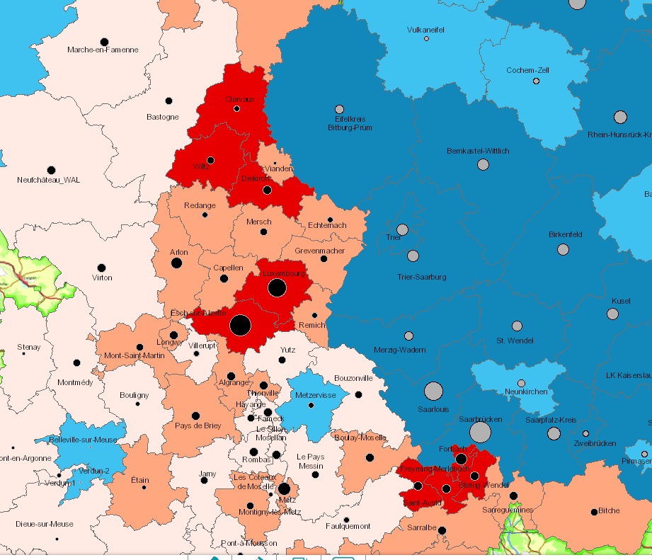 Evolution du taux de chômage 2000-2016 sur l'application cartographique