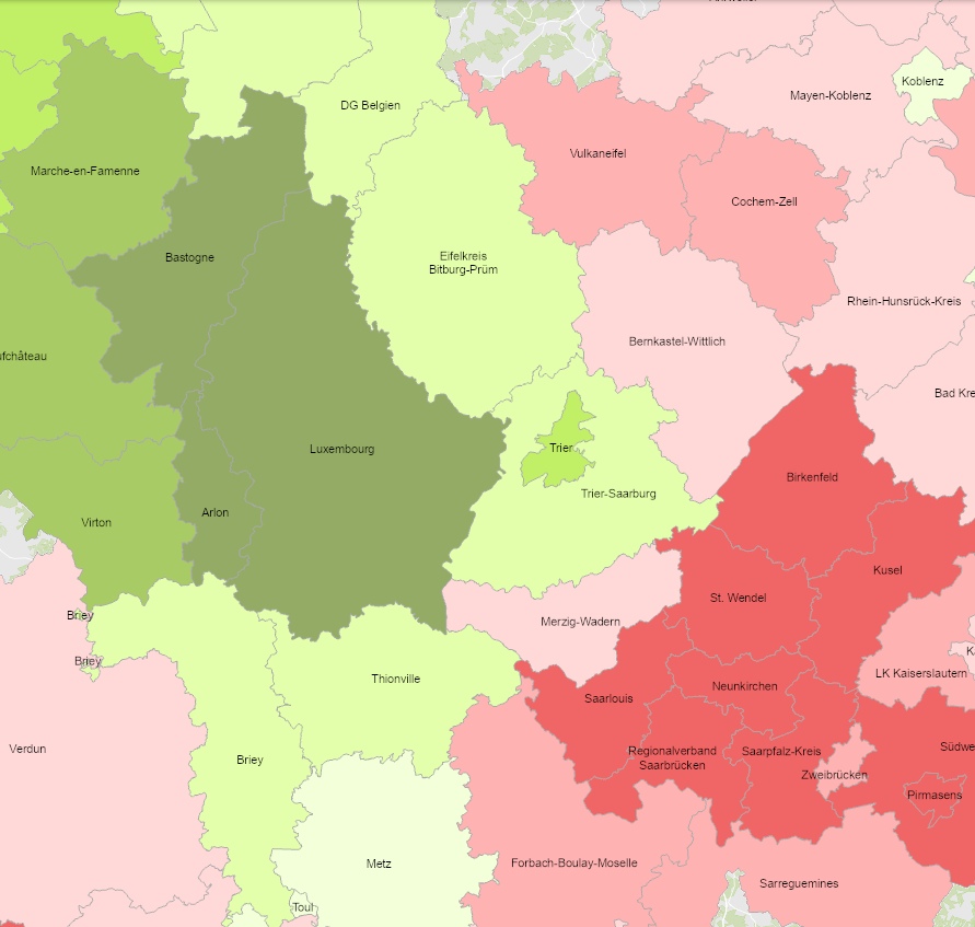 Evolution de la population 20-64 ans 2000-2021