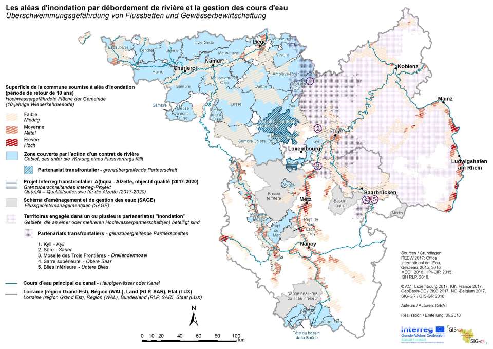 Les Aleas D Inondation Par Debordement De Riviere Et La Gestion Des Cours D Eau Cartes Thematiques Systeme D Information Geographique Pour La Grande Region